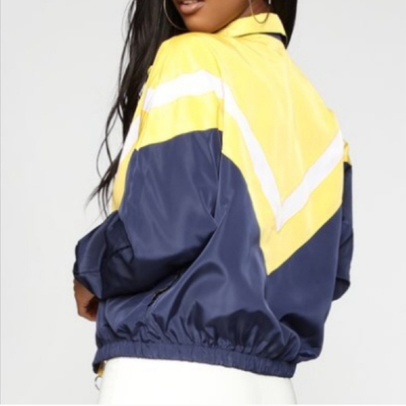 FASHION NOVA Jacket, Windbreaker, S, Navy/Yellow, EUC - Picture 2 of 9